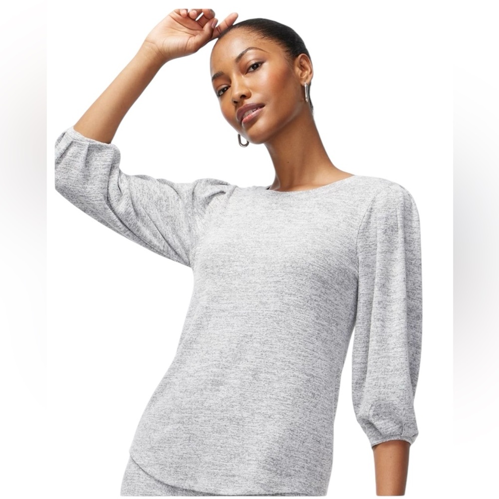 Chico’s Heather Gray Cinched Sleeve Size Large
